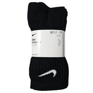 Nike Everday Cushion Crew Socks | Black/White | 3 Pairs | Size Large